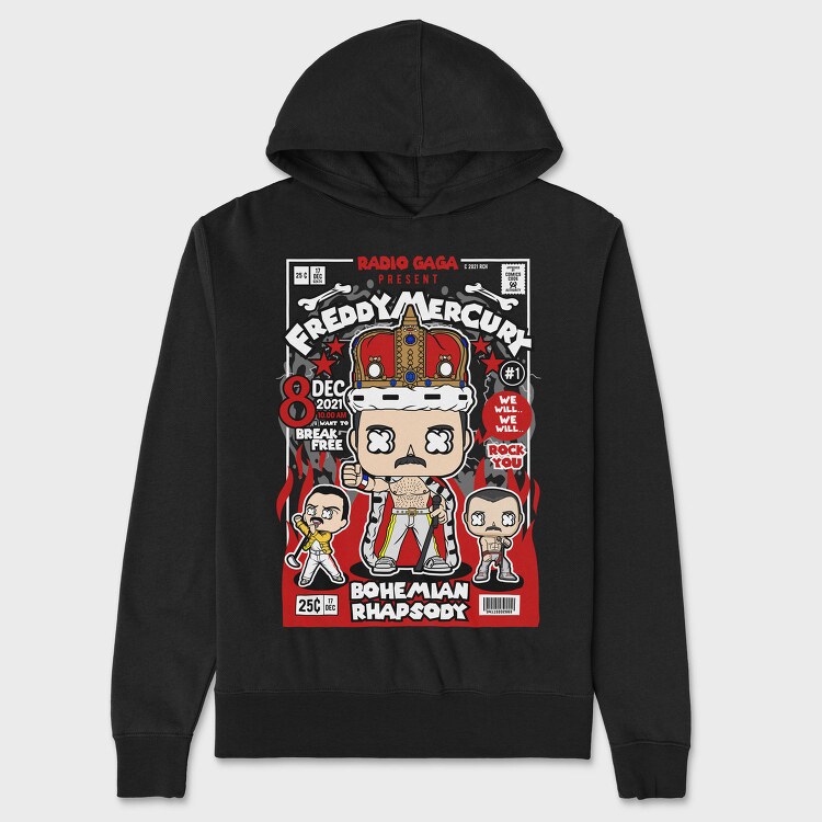 Funko Freddy Mercury Rock King, Hanorac Oversize Barbati (Unisex)