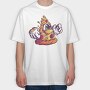 Pizza Slice Monster Illuminati, Tricou Oversize Barbati (Unisex)