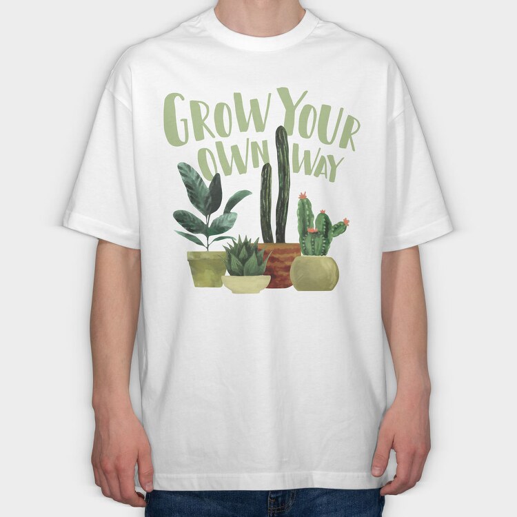 Plants And Cactus Watercolor Mug 02, Tricou Oversize Barbati (Unisex)