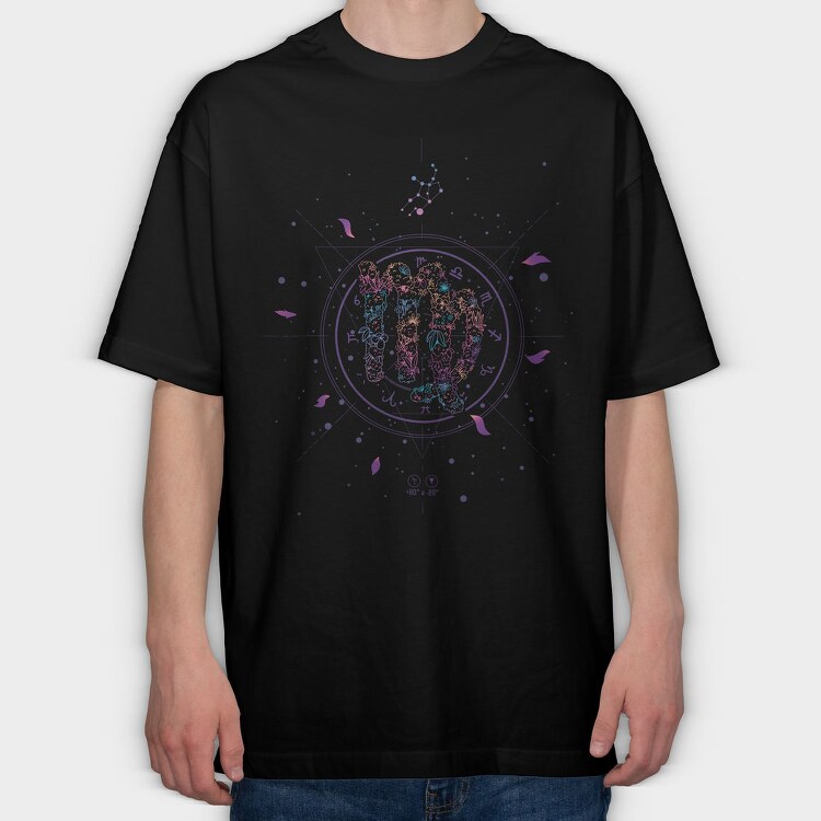 Virgo Floral Zodiac Sign 06, Tricou Oversize Barbati (Unisex)