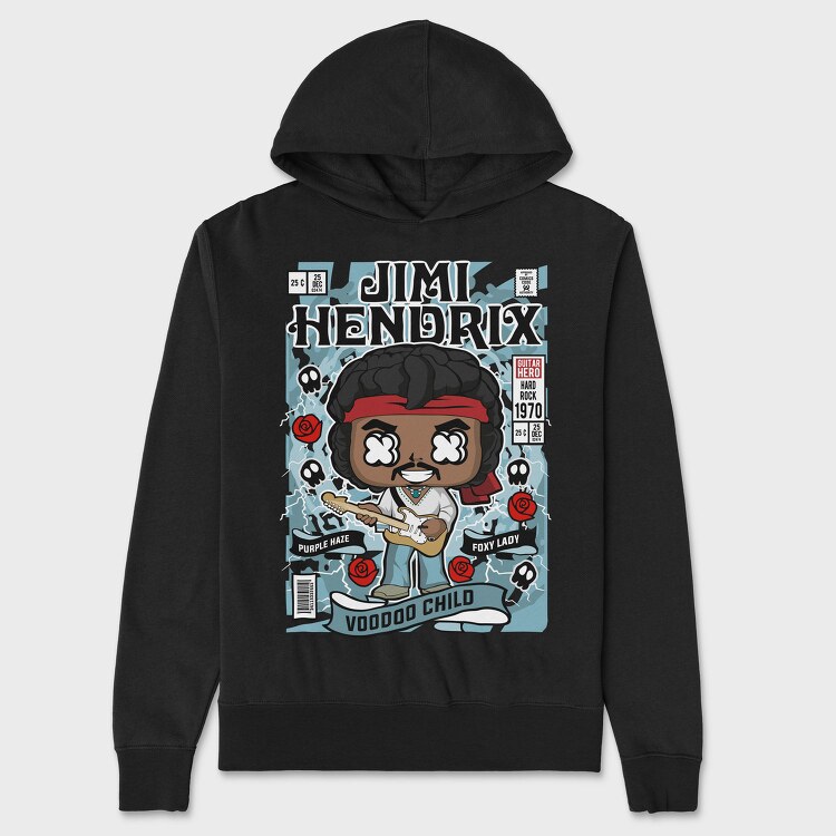 Jimi Hendrix Rock Star, Hanorac Oversize Barbati (Unisex)