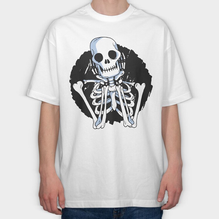 Waiting Skeleton Illustration 001, Tricou Oversize Barbati (Unisex)