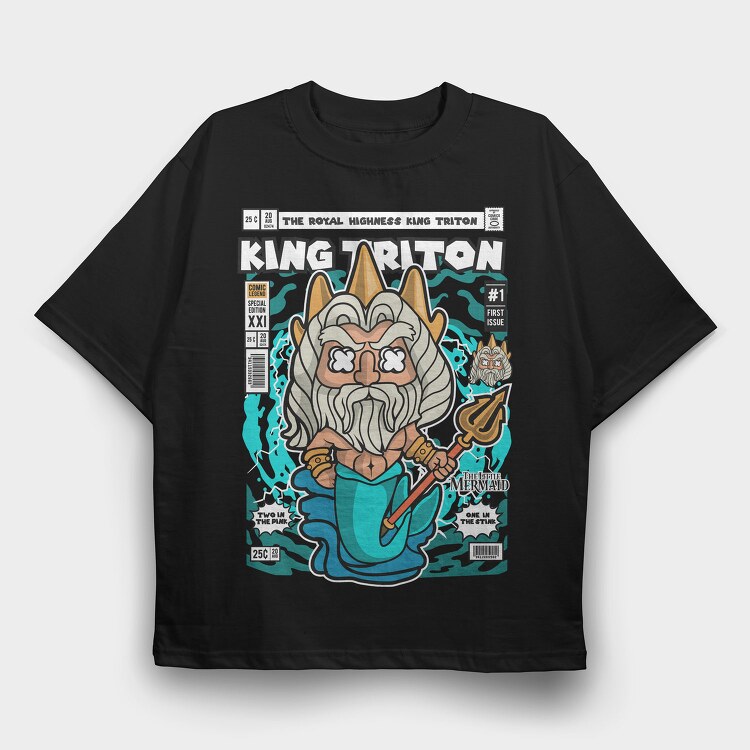 King Tritons Trident, Tricou Oversize Barbati (Unisex)