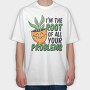 Plant Pun Throw Pillow Root Problems, Tricou Oversize Barbati (Unisex)