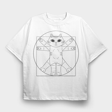 Vitruvian Cat, Tricou Oversize Barbati (Unisex)