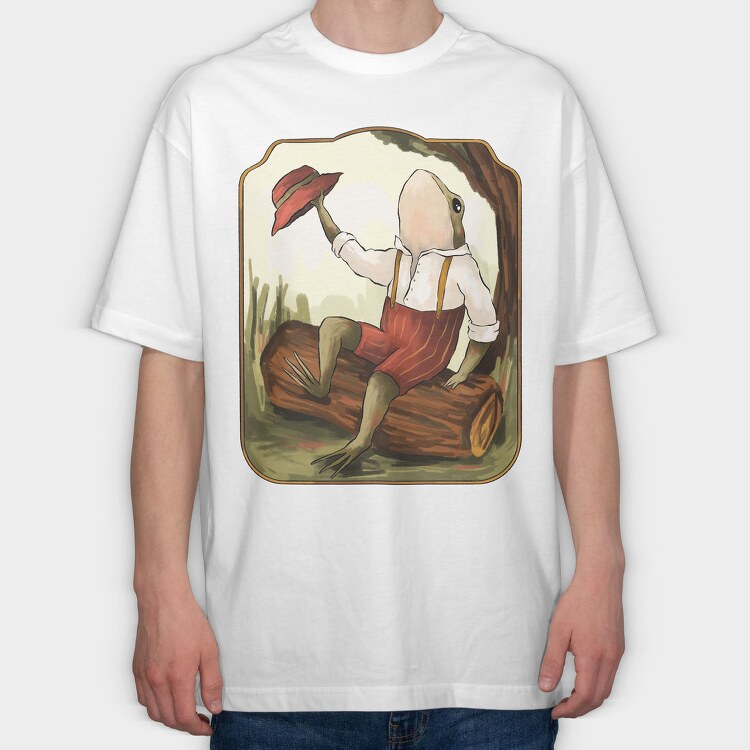 Vintage Toad Hat Illustrations 08, Tricou Oversize Barbati (Unisex)