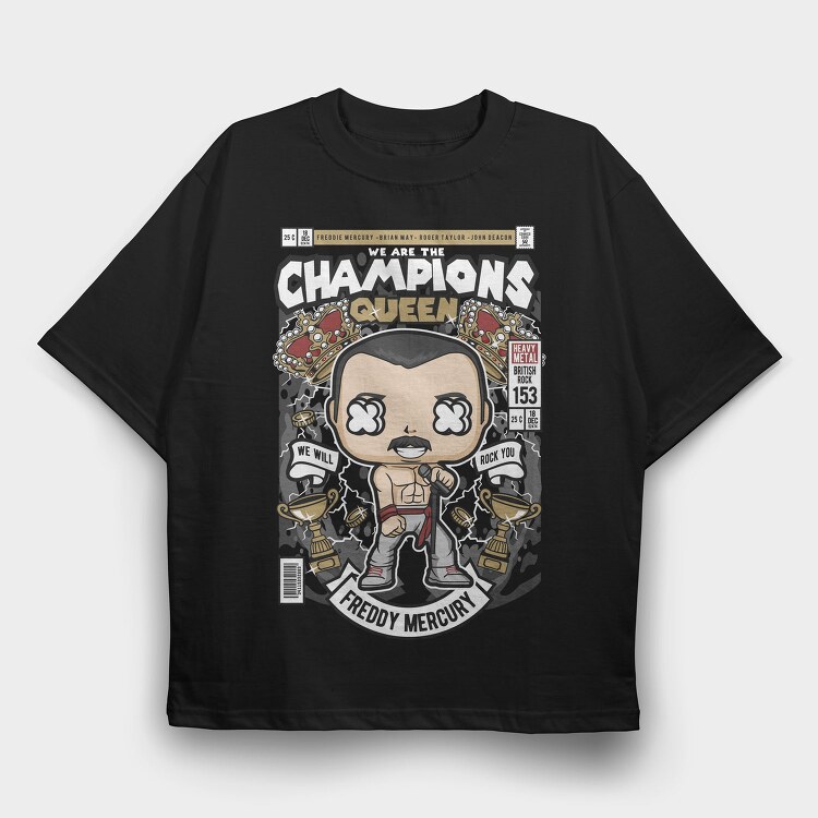 Queen Rock Pop, Tricou Oversize Barbati (Unisex)