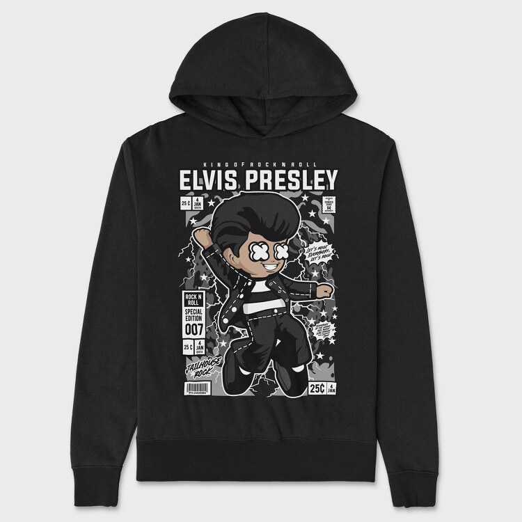 Rockstar Elvis Comic, Hanorac Oversize Barbati (Unisex)