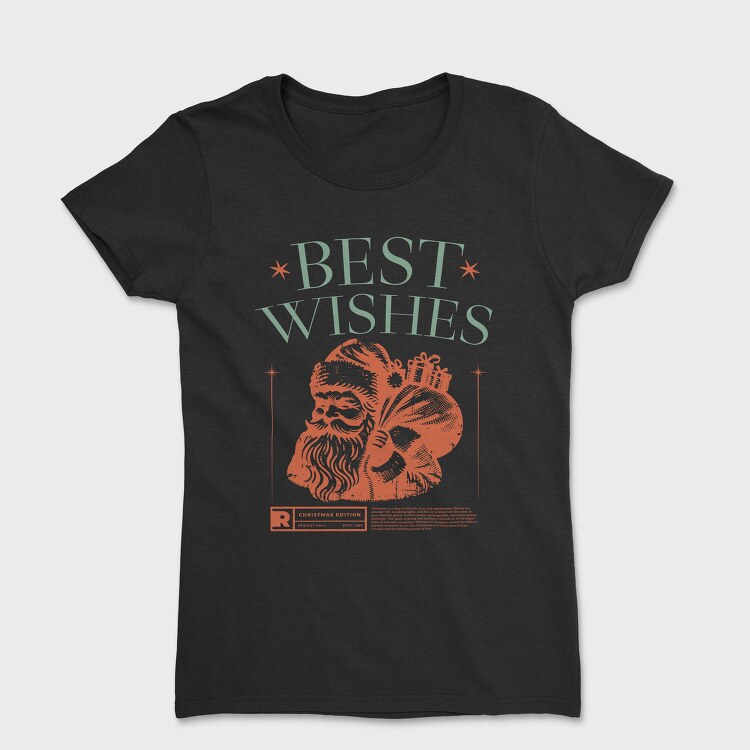 Vintage Santa Best Wishes Grunge, Tricou Femei