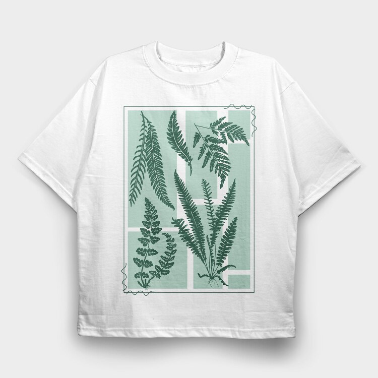 Plants And Fern Leaves Vintage, Tricou Oversize Barbati (Unisex)