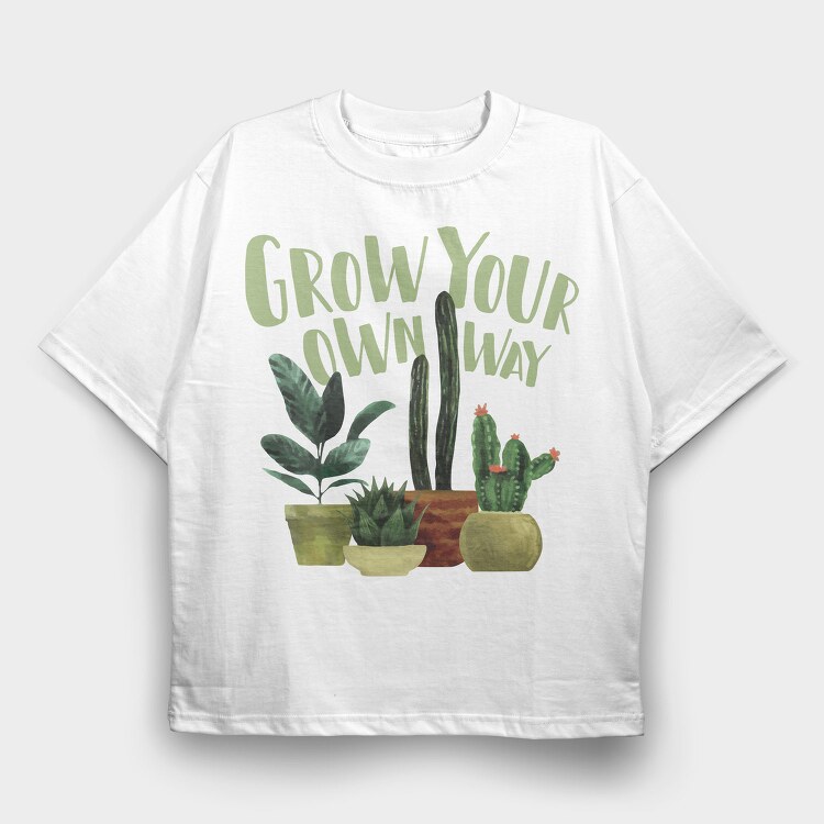 Plants And Cactus Watercolor Mug 02, Tricou Oversize Barbati (Unisex)