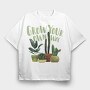 Plants And Cactus Watercolor Mug 02, Tricou Oversize Barbati (Unisex)