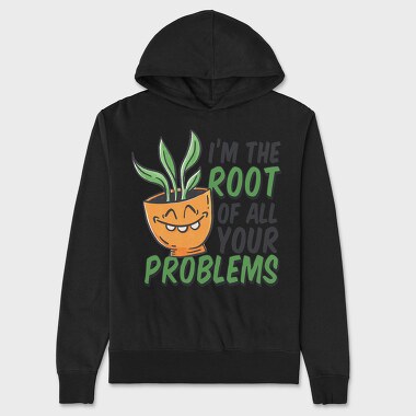 Plant Pun Throw Pillow Root Problems, Hanorac Oversize Barbati (Unisex)