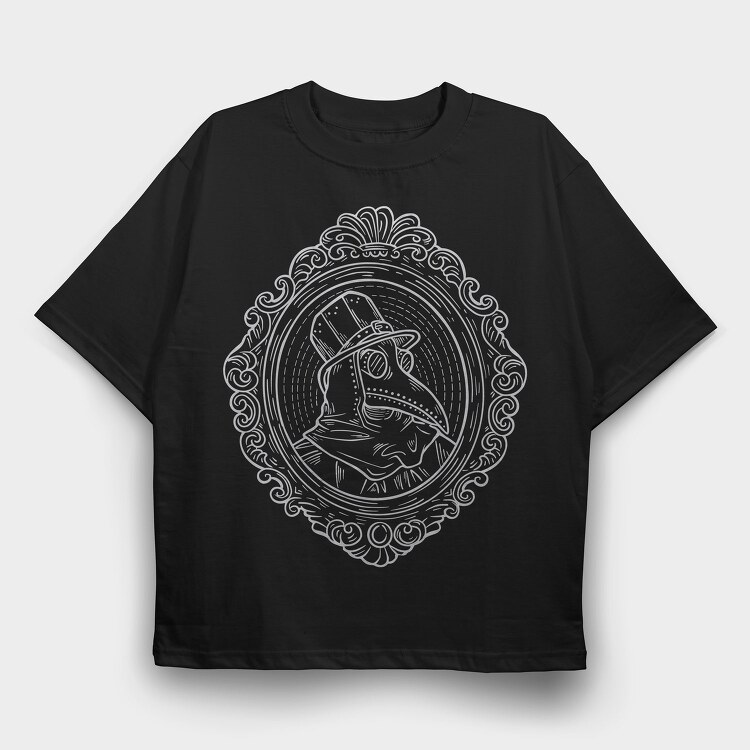 Plague Doctor Portrait, Tricou Oversize Barbati (Unisex)