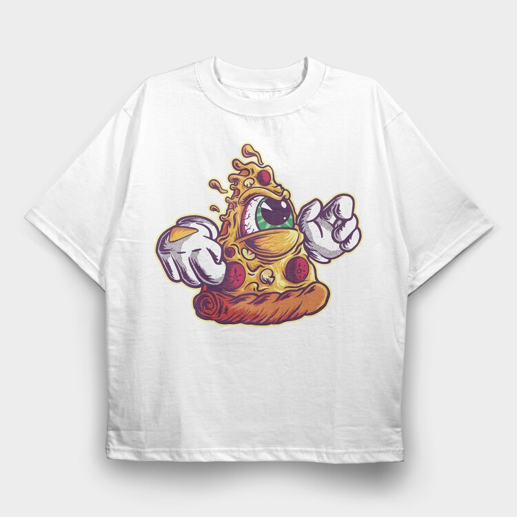 Pizza Slice Monster Illuminati, Tricou Oversize Barbati (Unisex)