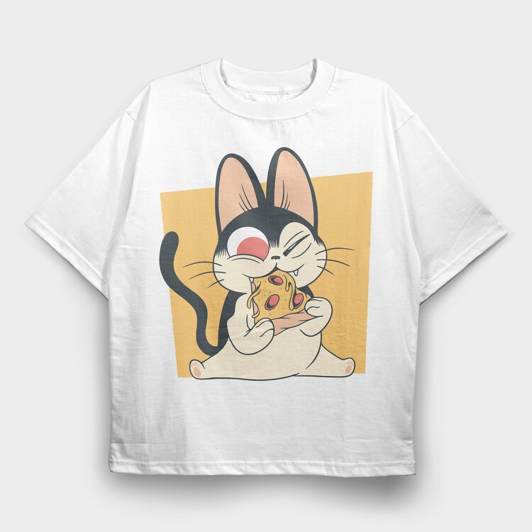 Pizza Kitten Cat, Tricou Oversize Barbati (Unisex)