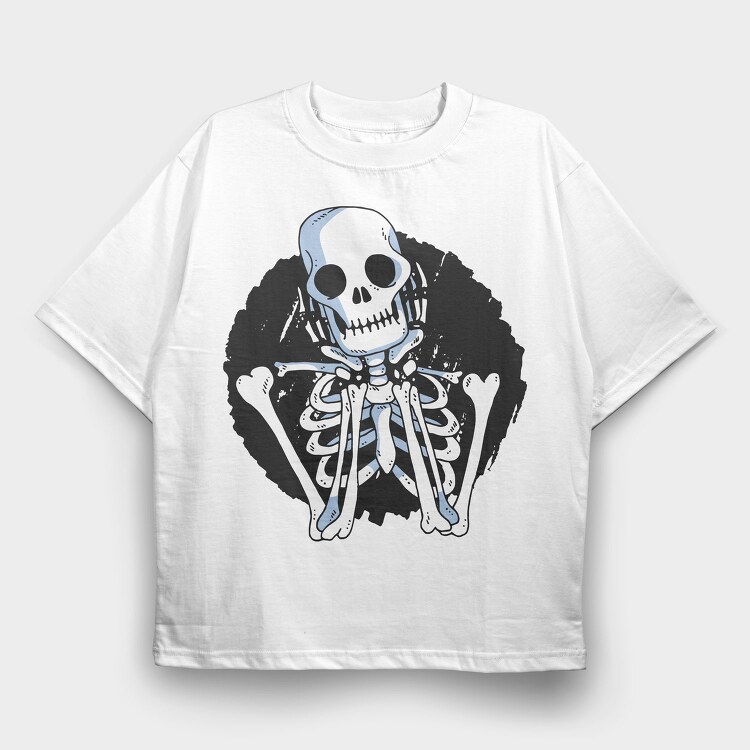 Waiting Skeleton Illustration 001, Tricou Oversize Barbati (Unisex)