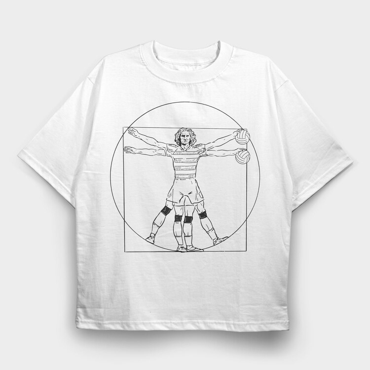 Vitruvian Man Volleyball Vitruvio, Tricou Oversize Barbati (Unisex)
