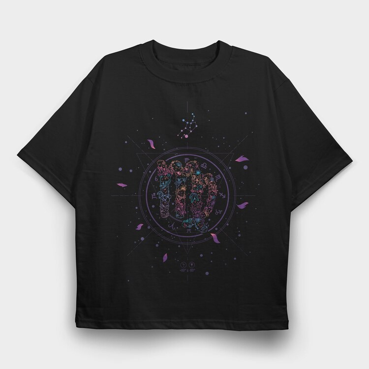 Virgo Floral Zodiac Sign 06, Tricou Oversize Barbati (Unisex)
