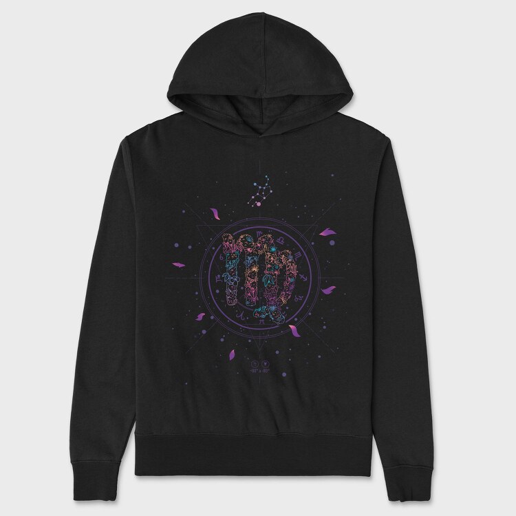 Virgo Floral Zodiac Sign 06, Hanorac Oversize Barbati (Unisex)