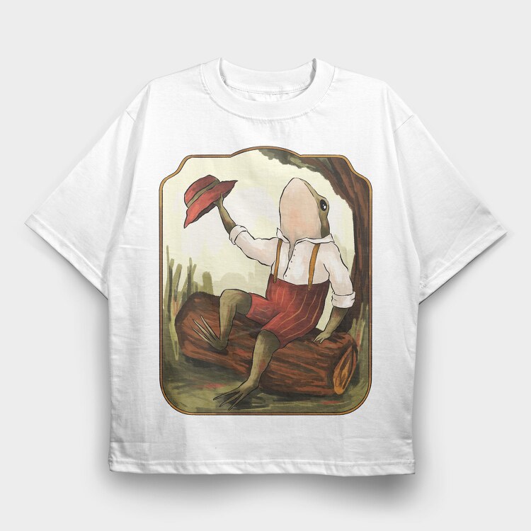Vintage Toad Hat Illustrations 08, Tricou Oversize Barbati (Unisex)