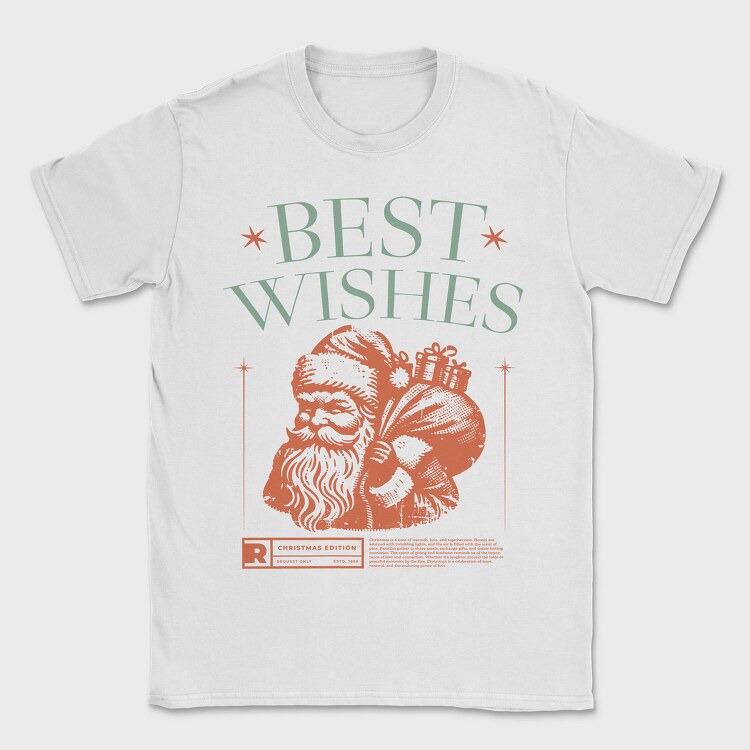 Vintage Santa Best Wishes Grunge, Tricou Barbati (Unisex)