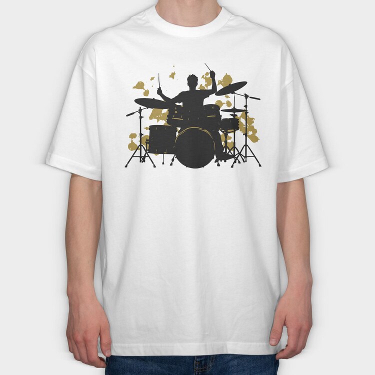 Vibrant Drummer Silhouette, Tricou Oversize Barbati (Unisex)
