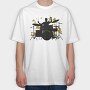 Vibrant Drummer Silhouette, Tricou Oversize Barbati (Unisex)