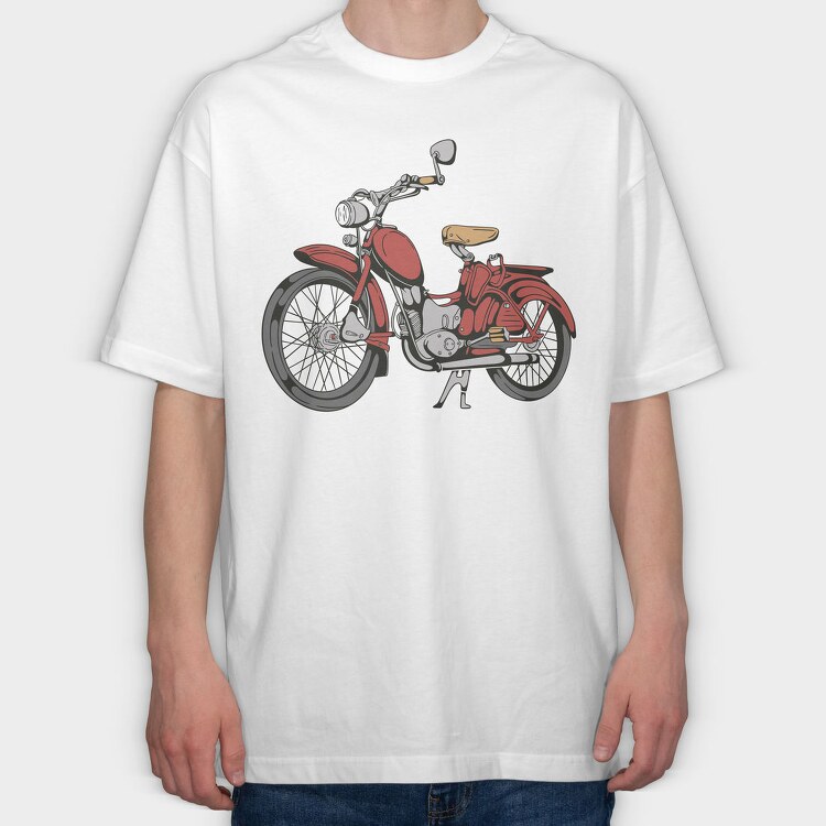 Vintage Red Motorcycle, Tricou Oversize Barbati (Unisex)