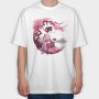 Geisha With Sakura Tea, Tricou Oversize Barbati (Unisex)