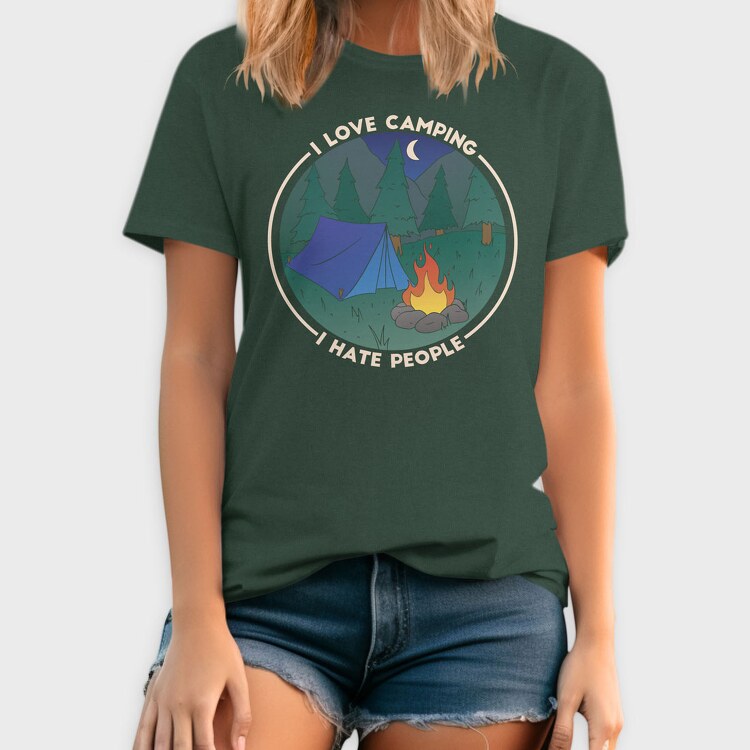 Love Camping Hate People, Tricou Barbati (Unisex)