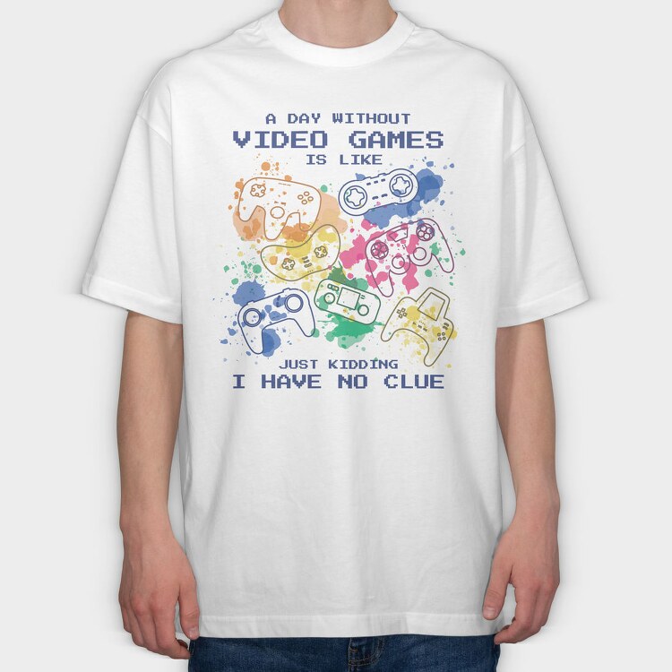 Video Games Quote Watercolor, Tricou Oversize Barbati (Unisex)