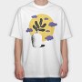 Vase With Plant Nature Flat Clouds, Tricou Oversize Barbati (Unisex)