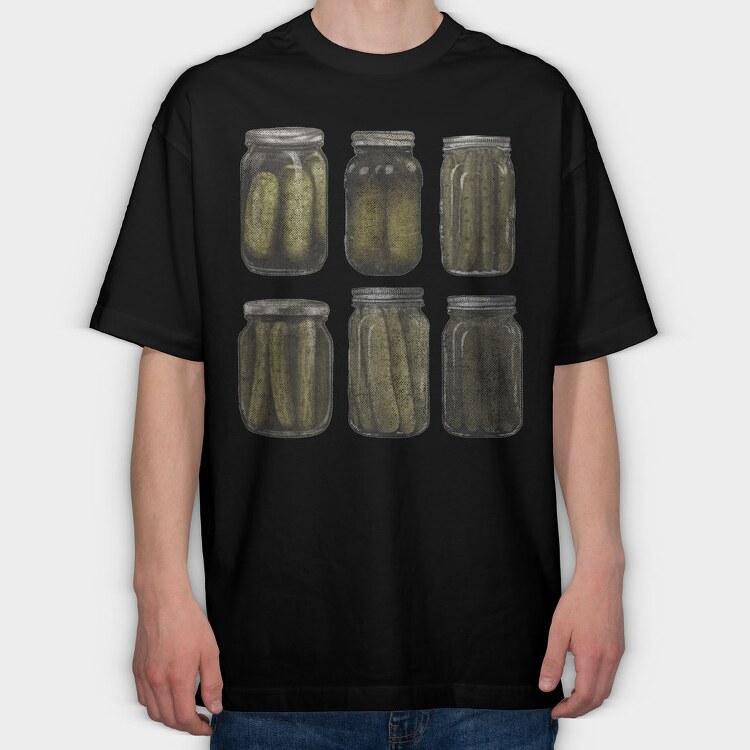 Vintage Pickles Jar Graphic Canned, Tricou Oversize Barbati (Unisex)