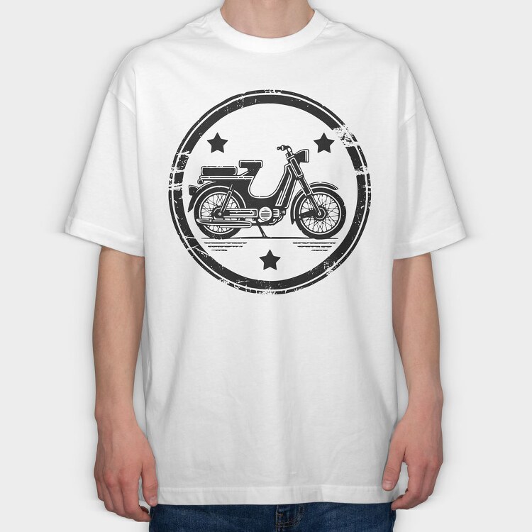 Vintage Moped Motorcycle Cyclomotor, Tricou Oversize Barbati (Unisex)