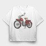 Vintage Red Motorcycle, Tricou Oversize Barbati (Unisex)