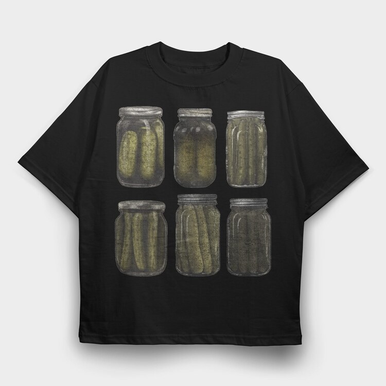 Vintage Pickles Jar Graphic Canned, Tricou Oversize Barbati (Unisex)