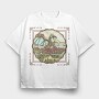Vintage Painting Dragon Tote, Tricou Oversize Barbati (Unisex)