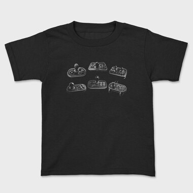 Vintage Game Controllers Joysticks Monochrome, Tricou Copii
