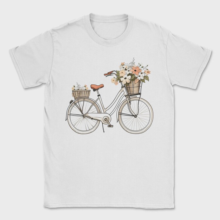 Vintage Floral Bicycle, Tricou Barbati (Unisex)