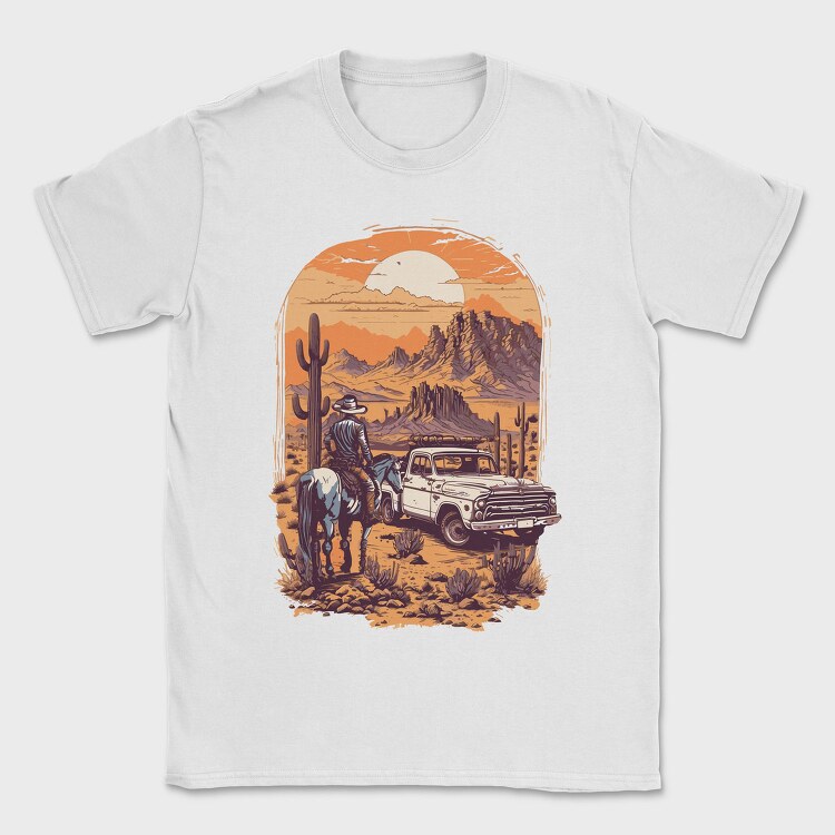 Vintage Cowboy And Truck, Tricou Barbati (Unisex)