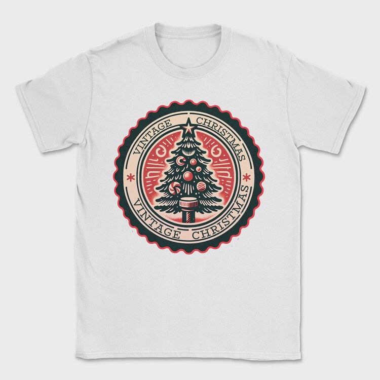 Vintage Christmas Tree Emblem, Tricou Barbati (Unisex)