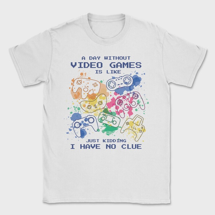 Video Games Quote Watercolor, Tricou Barbati (Unisex)