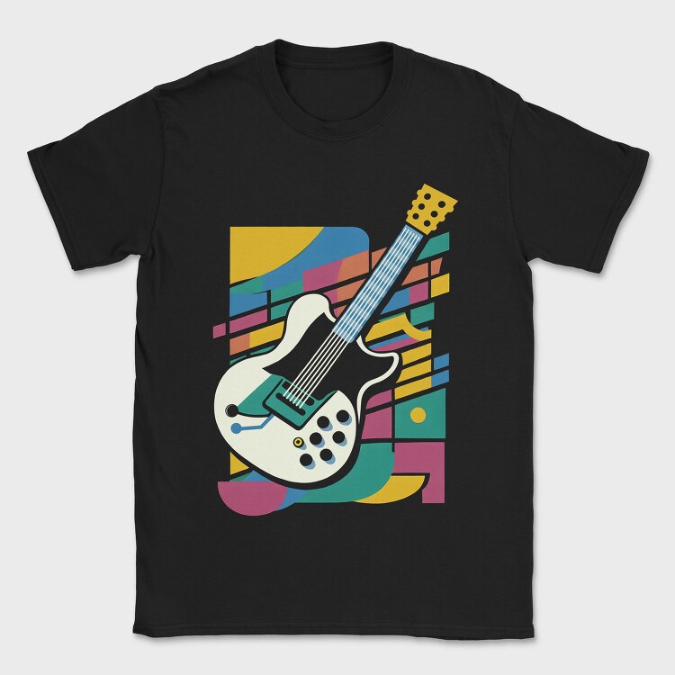 Vibrant Electric Guitar Colorful, Tricou Barbati (Unisex)