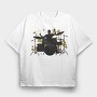 Vibrant Drummer Silhouette, Tricou Oversize Barbati (Unisex)
