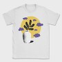 Vase With Plant Nature Flat Clouds, Tricou Barbati (Unisex)