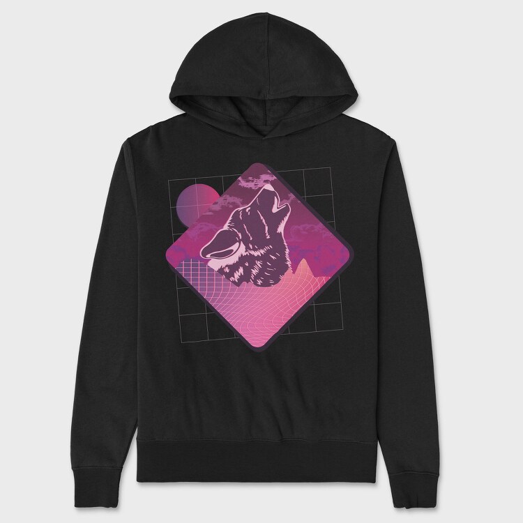 Vaporwave Wolf, Hanorac Oversize Barbati (Unisex)