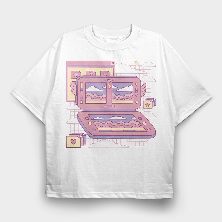 Vaporwave Videogame Console Pink Consola, Tricou Oversize Barbati (Unisex)