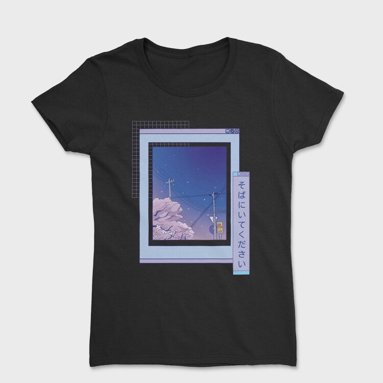 Vaporwave Anime Landscape Realistic Sakura, Tricou Femei