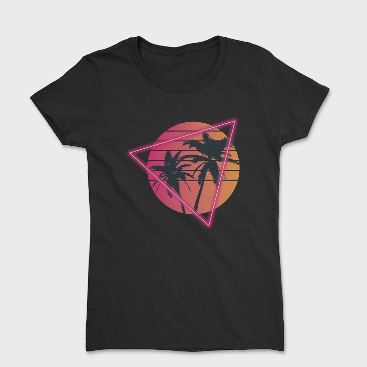 Vaporwave Palm Tree Sunset, Tricou Femei